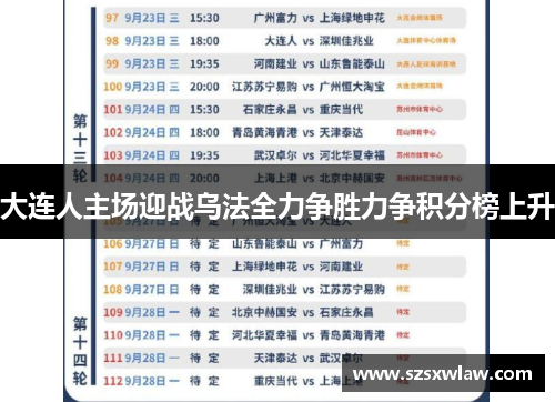 大连人主场迎战乌法全力争胜力争积分榜上升